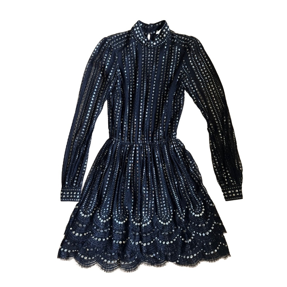 MICHAEL Michael Kors Embellished Black Lace Mini Dress